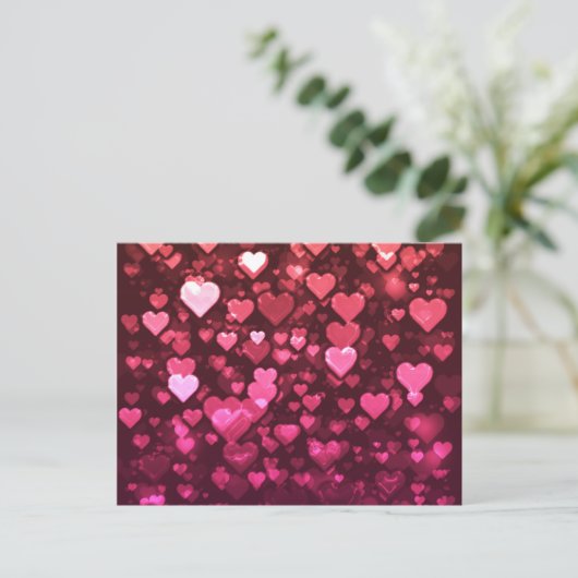 Roze Bokeh Hearts Digital Background Wallpaper Briefkaart (Staand voorkant)
