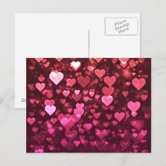 Roze Bokeh Hearts Digital Background Wallpaper Briefkaart (Voorkant / Achterkant)