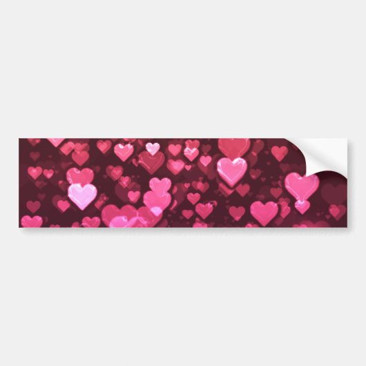 Roze Bokeh Hearts Digital Background Wallpaper Bumpersticker (Voorkant)