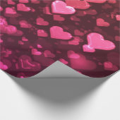 Roze Bokeh Hearts Digital Background Wallpaper Cadeaupapier (Hoek)