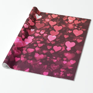 Roze Bokeh Hearts Digital Background Wallpaper Cadeaupapier