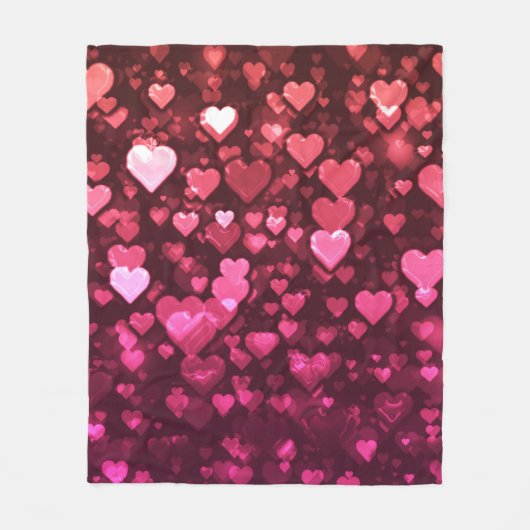Roze Bokeh Hearts Digital Background Wallpaper Fleece Deken (Voorkant)