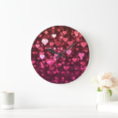 Roze Bokeh Hearts Digital Background Wallpaper Grote Klok (Huis)