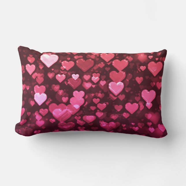 Roze Bokeh Hearts Digital Background Wallpaper Kussen (Voorkant)
