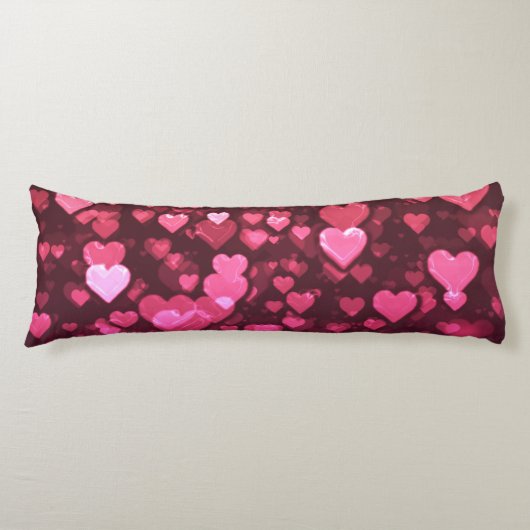 Roze Bokeh Hearts Digital Background Wallpaper Lichaamskussen (Voorkant)
