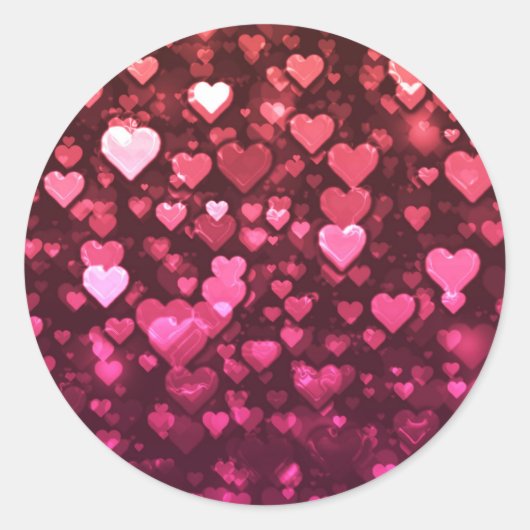 Roze Bokeh Hearts Digital Background Wallpaper Ronde Sticker (Voorkant)