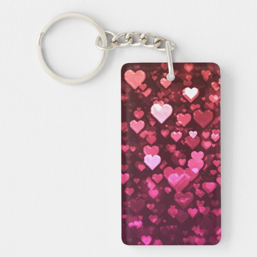 Roze Bokeh Hearts Digital Background Wallpaper Sleutelhanger (Voorkant)