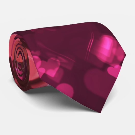 Roze Bokeh Hearts Digital Background Wallpaper Stropdas (Opgerold)
