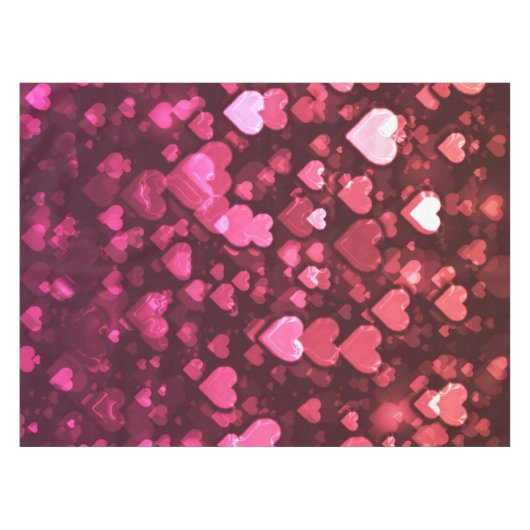 Roze Bokeh Hearts Digital Background Wallpaper Tafelkleed (Voorkant (Horizontaal))