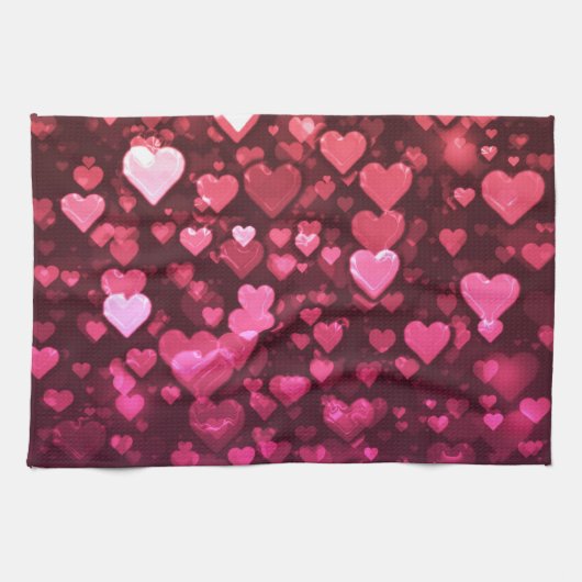 Roze Bokeh Hearts Digital Background Wallpaper Theedoek (Horizontaal)
