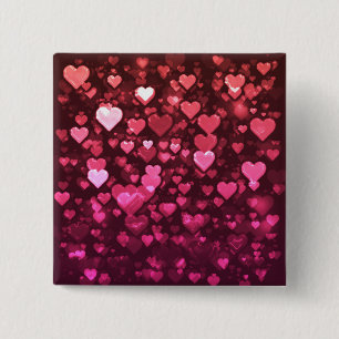 Roze Bokeh Hearts Digital Background Wallpaper Vierkante Button 5,1 Cm