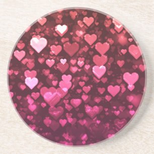 Roze Bokeh Hearts Digital Background Wallpaper Zandsteen Onderzetter