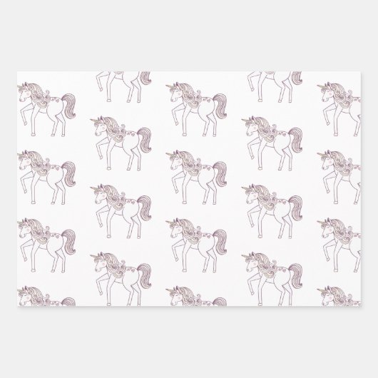 Roze Bokeh Hearts Eenhoorn Verjaardag Inpakpapier Vel (Voorkant 2)