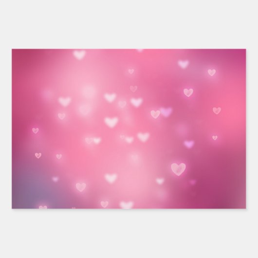 Roze Bokeh Hearts Eenhoorn Verjaardag Inpakpapier Vel (Voorkant)