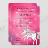 Roze Bokeh Hearts Eenhoorn Verjaardag Kaart (Voorkant / Achterkant)