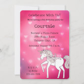 Roze Bokeh Hearts Eenhoorn Verjaardag Kaart (Voorkant)