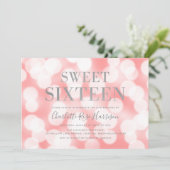 Roze Bokeh Lichtjes Zilver Sweet Sixteen Verjaarda Kaart (Staand voorkant)