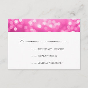 Roze Bokeh Lights Elegant Wedding RSVP Kaartje