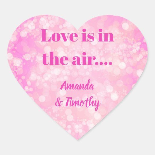 Roze Bokeh Love is in the air koppel Hart Sticker (Voorkant)