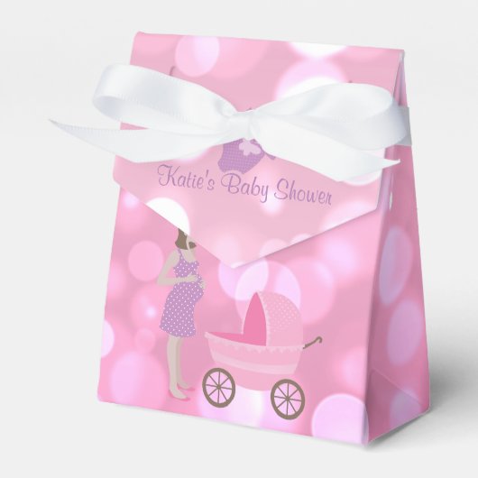 Roze Bokeh Mam-Te-zijn Baby shower voor vervoerBox Bedankdoosjes (Voorkant Zijde)
