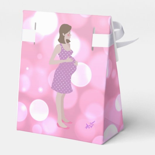 Roze Bokeh Mam-Te-zijn Baby shower voor vervoerBox Bedankdoosjes (Achterkant)