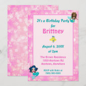 roze Bokeh Mermaid Theme Birthday Kaart (Voorkant / Achterkant)
