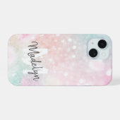 Roze Bokeh Pattern iPhone 15 Case (Achterkant horizontaal)