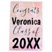 Roze Bokeh persoonlijke Afstuderen Gift Bag Medium Cadeauzakje (Achterkant)