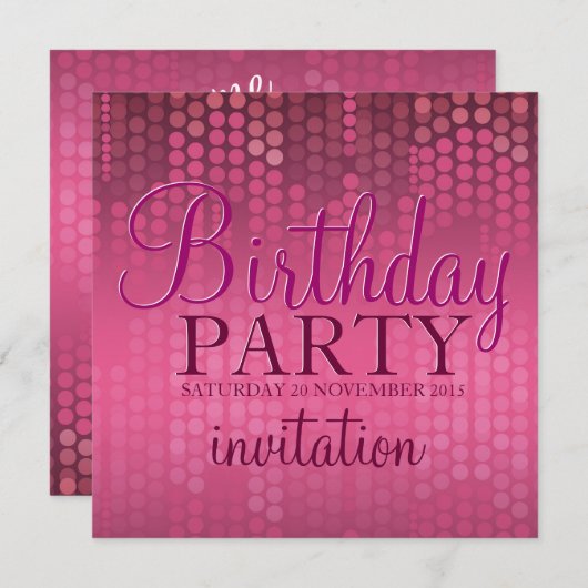 Roze Bokeh Sparkle Birthday Uitnodiging (Voorkant / Achterkant)