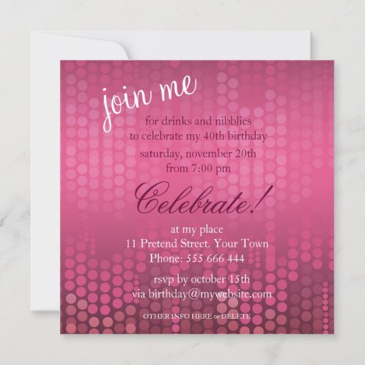 Roze Bokeh Sparkle Birthday Uitnodiging (Achterkant)