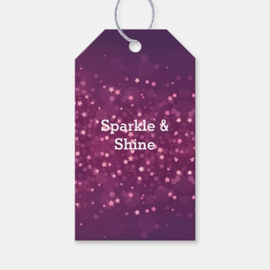 Roze Bokeh Stars Cadeaulabel (Voorkant)