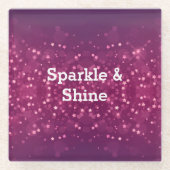 Roze Bokeh Stars Glazen Onderzetter (Voorkant)