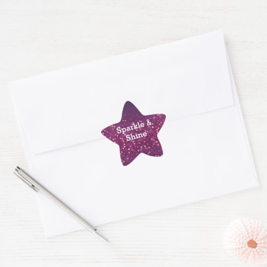 Roze Bokeh Stars Ster Sticker (Envelop)