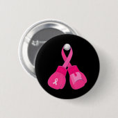 Roze Bokshandschoenen Borstkankerbewustzijn Schatt Ronde Button 5,7 Cm (Voorkant /achterkant)