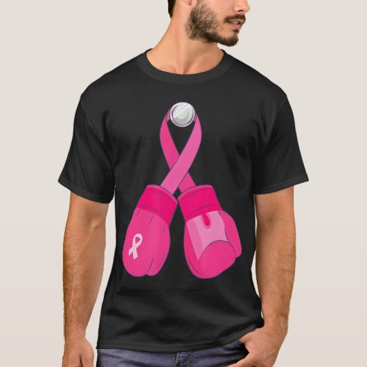 Roze Bokshandschoenen Borstkankerbewustzijn Schatt T-shirt (Voorkant)
