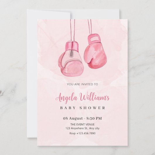 Roze bokshandschoenen kaart (Voorkant)