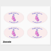 Roze Bokshandschoenen Kaart T-shirt Ovale Sticker (Vel)