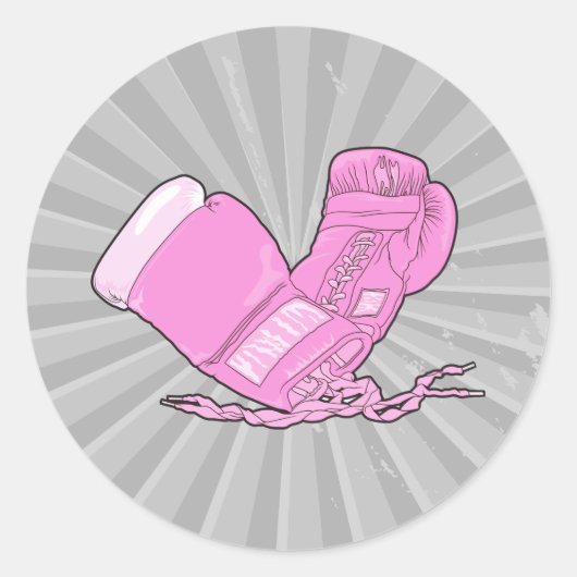 roze bokshandschoenen vector ronde sticker (Voorkant)