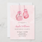 Roze bokshandschoenen verjaardag kaart (Voorkant)