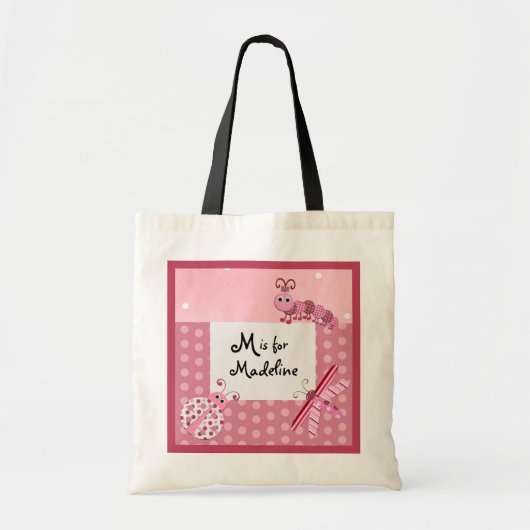 Roze bollen monogram naam zak tote bag (Voorkant)