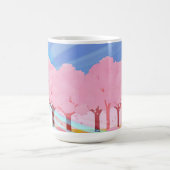 Roze bomen en blauw hemelontwerp koffiemok (Center)