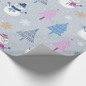 "Roze bomen en blauwe sneeuwpoppen" inpakpapier (Hoek)