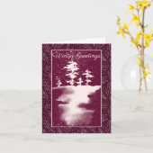 Roze bomen en sneeuwwinterscène kaart (Gele Bloem)