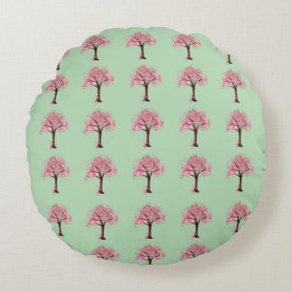 Roze Bomen Patroon Rond Kussen