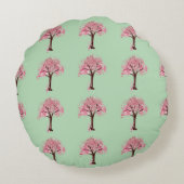 Roze Bomen Patroon Rond Kussen (Achterkant)
