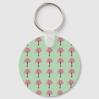Roze Bomen Patroon Sleutelhanger