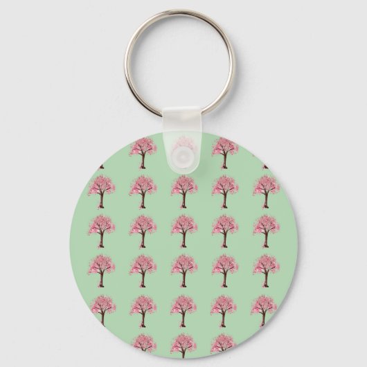 Roze Bomen Patroon Sleutelhanger (Voorkant)