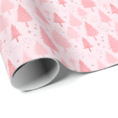 Roze Bomen Sneeuwvlokken Kerstmis Cadeaupapier (Rol Hoek)