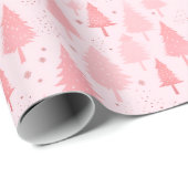 Roze Bomen Sneeuwvlokken Kerstmis Cadeaupapier (Rol Hoek)