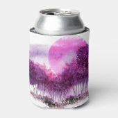 Roze Bomen: Waterverf Landschap Silhouet. Blikjeskoeler (Blikje Voorkant)